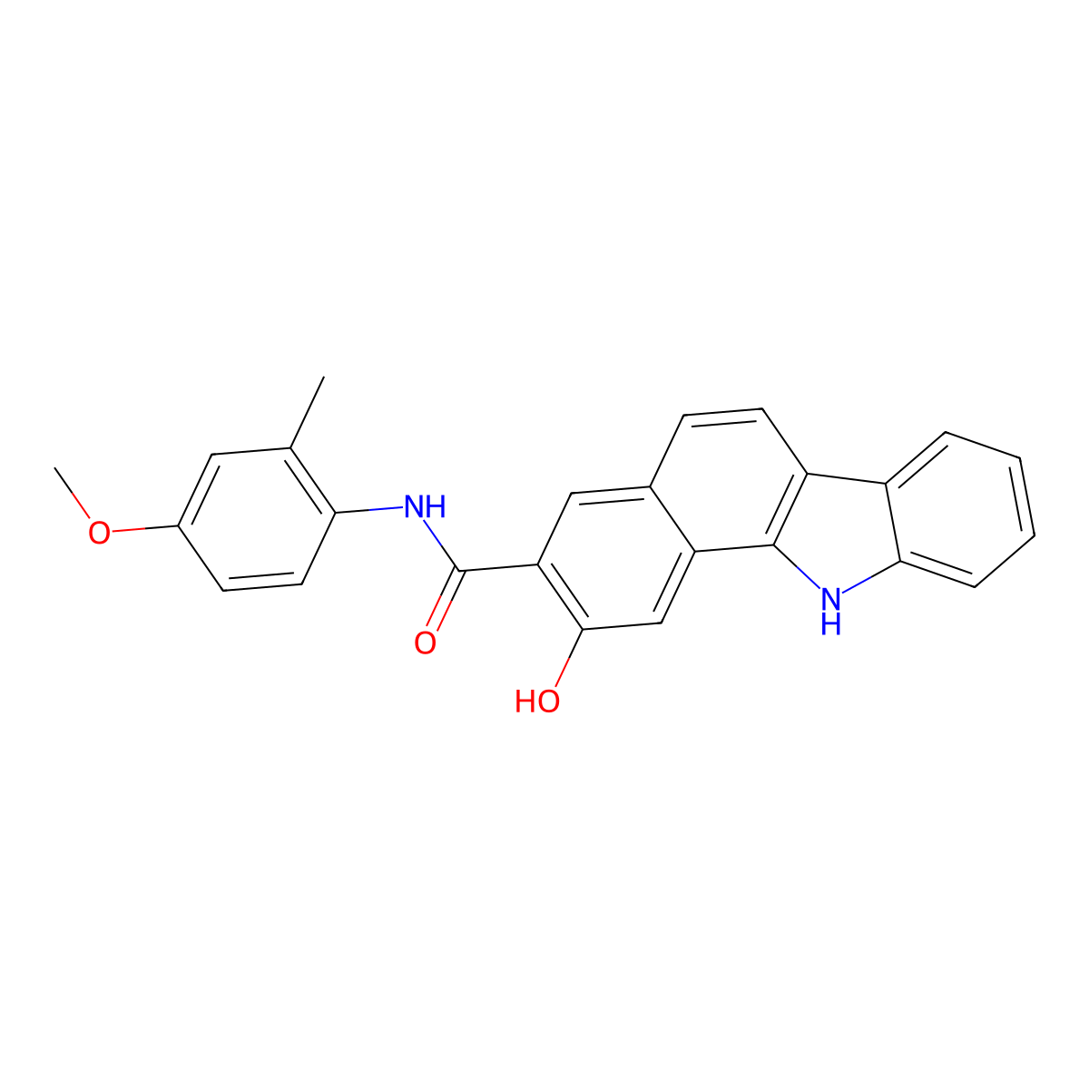11H-Benzo[a]carbazole-3-carboxamide, 2-hydroxy-N-(4-methoxy-2-methylphenyl)- molecular structure, CAS 5840-22-2