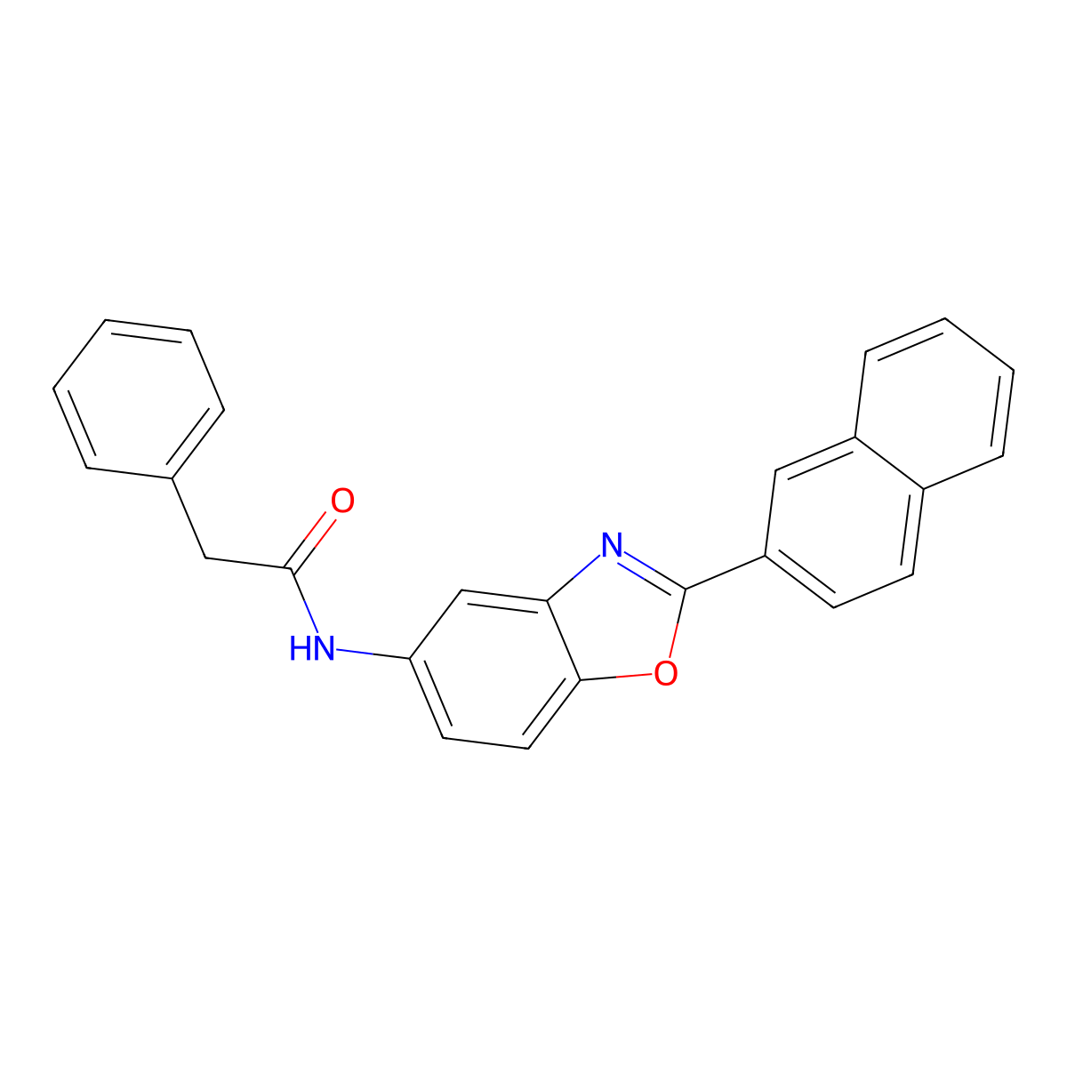 N-[2-(naphthalen-2-yl)-1,3-benzoxazol-5-yl]-2-phenylacetamide molecular structure, CAS 5840-39-1