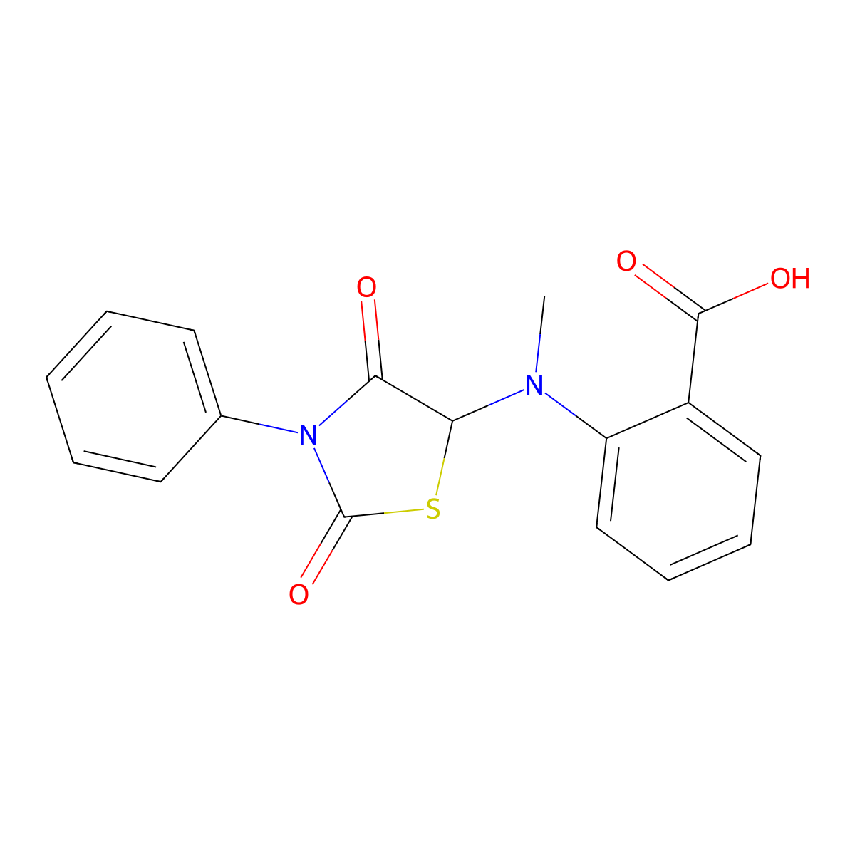 2-[(2,4-Dioxo-3-phenyl-1,3-thiazolidin-5-yl)-methylamino]benzoic acid molecular structure, CAS 5840-58-4