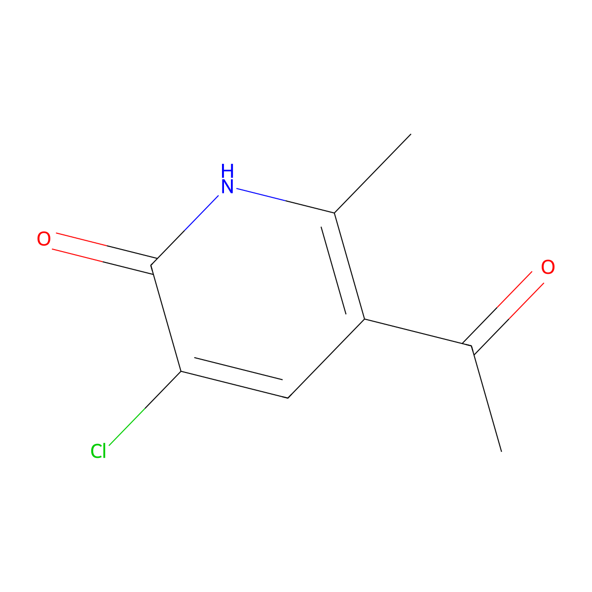 5-Acetyl-3-chloro-6-methyl-1,2-dihydropyridin-2-one molecular structure, CAS 58405-00-8