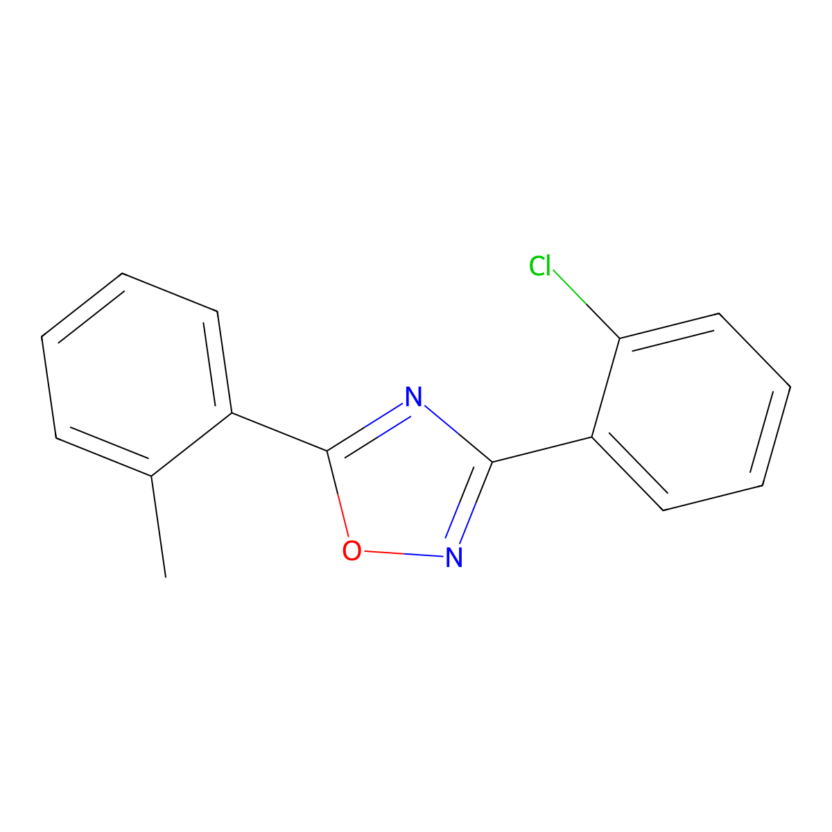 3-(2-Chlorophenyl)-5-(2-methylphenyl)-1,2,4-oxadiazole molecular structure, CAS 58409-53-3