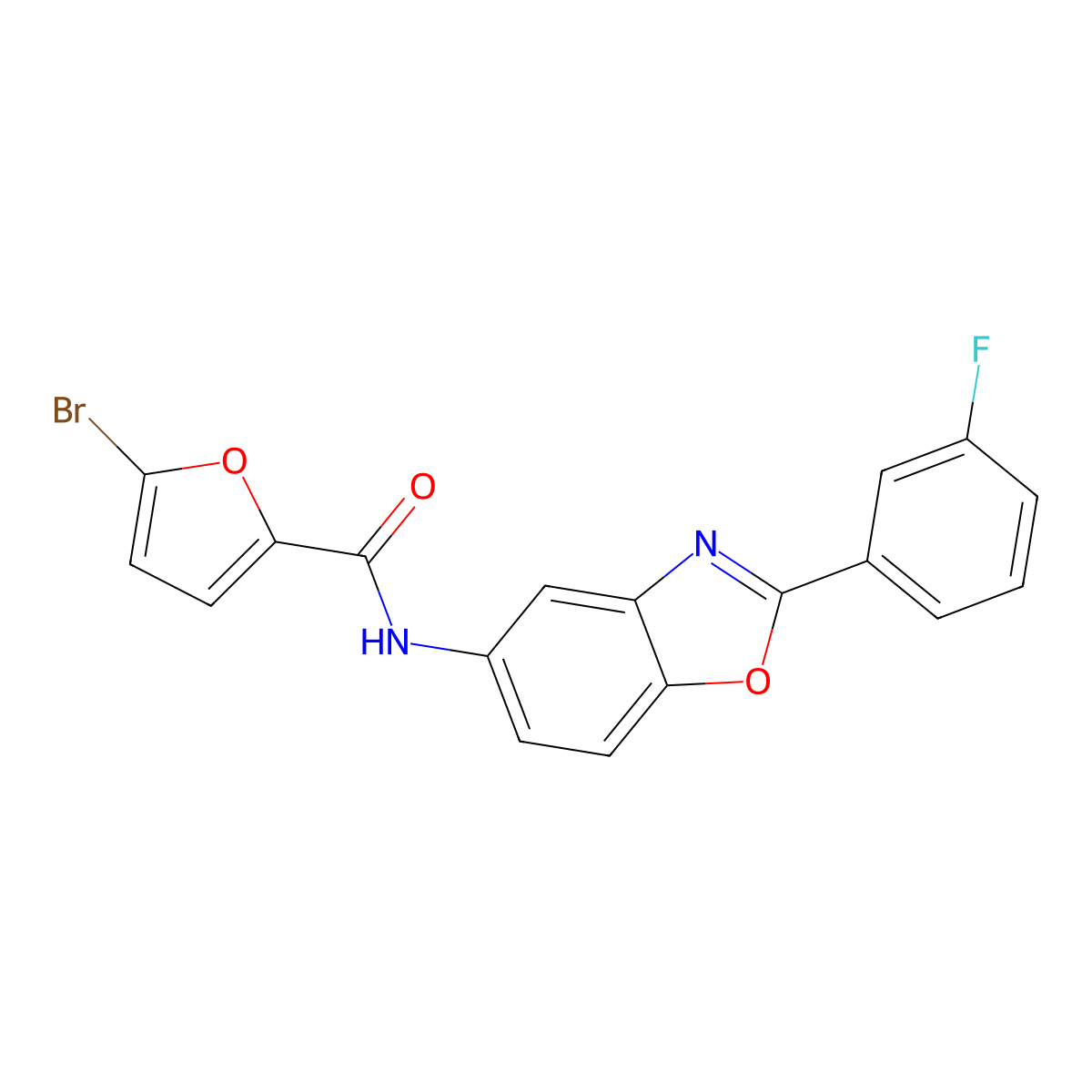 5-bromo-N-[2-(3-fluorophenyl)-1,3-benzoxazol-5-yl]furan-2-carboxamide molecular structure, CAS 5841-06-5