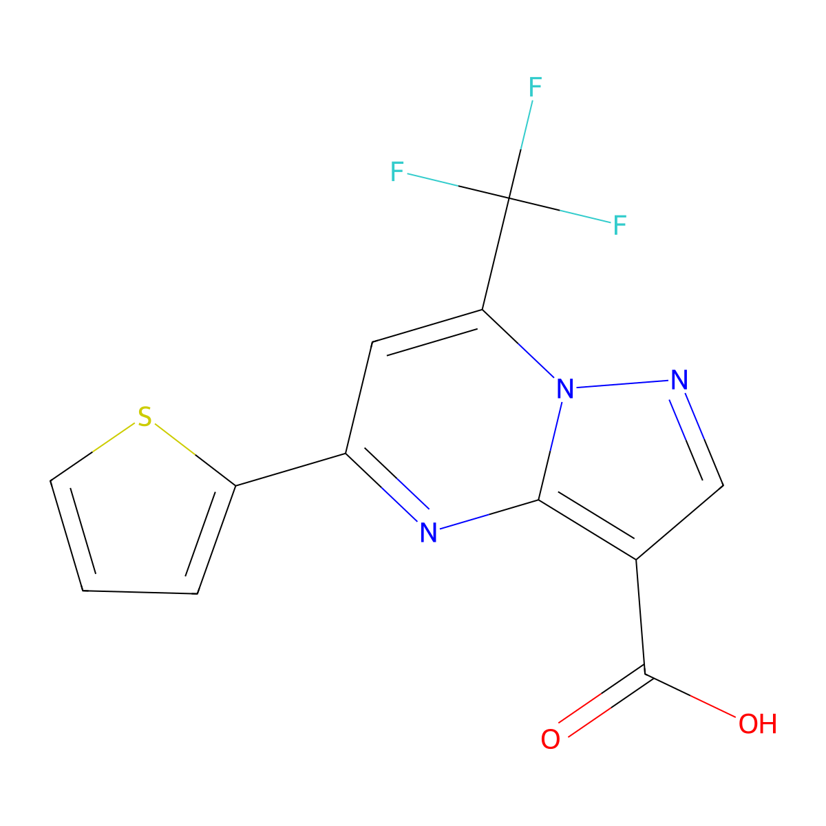 5-(2-Thienyl)-7-(trifluoromethyl)pyrazolo[1,5-a]pyrimidine-3-carboxylic acid molecular structure, CAS 5841-98-5