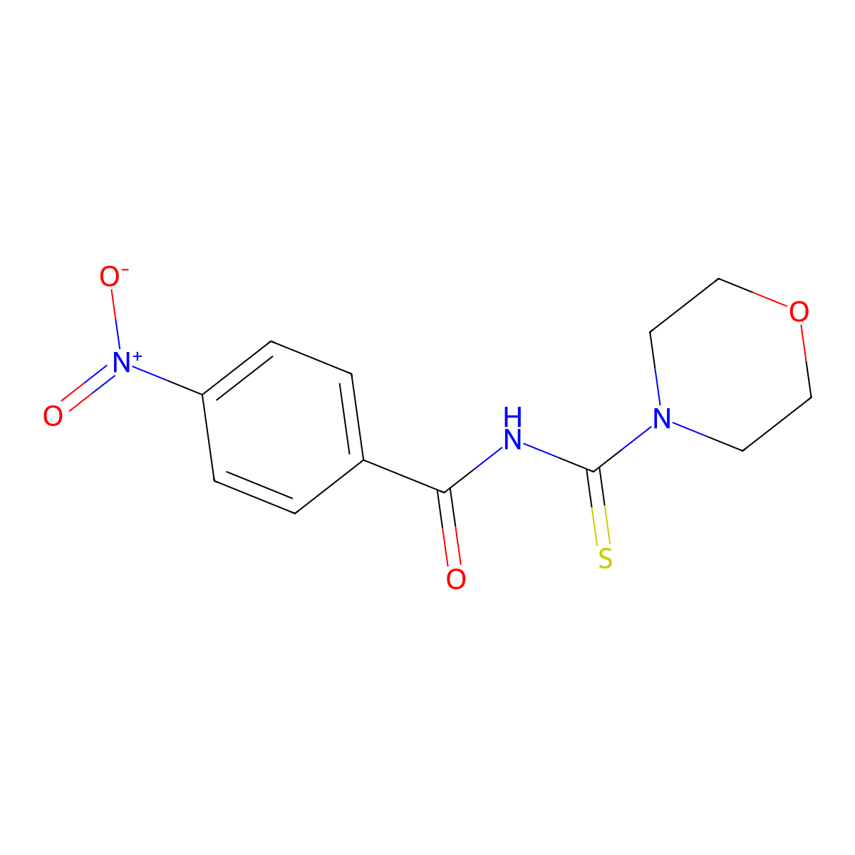 N-(morpholine-4-carbothioyl)-4-nitrobenzamide molecular structure, CAS 58415-37-5