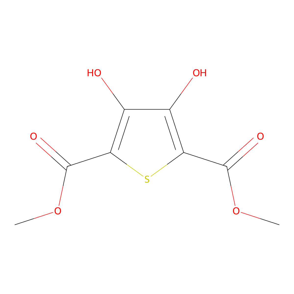 Dimethyl 3,4-dihydroxythiophene-2,5-dicarboxylate molecular structure, CAS 58416-04-9