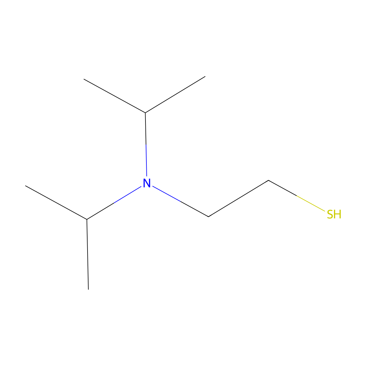 Diisopropylaminoethanethiol molecular structure, CAS 5842-07-9