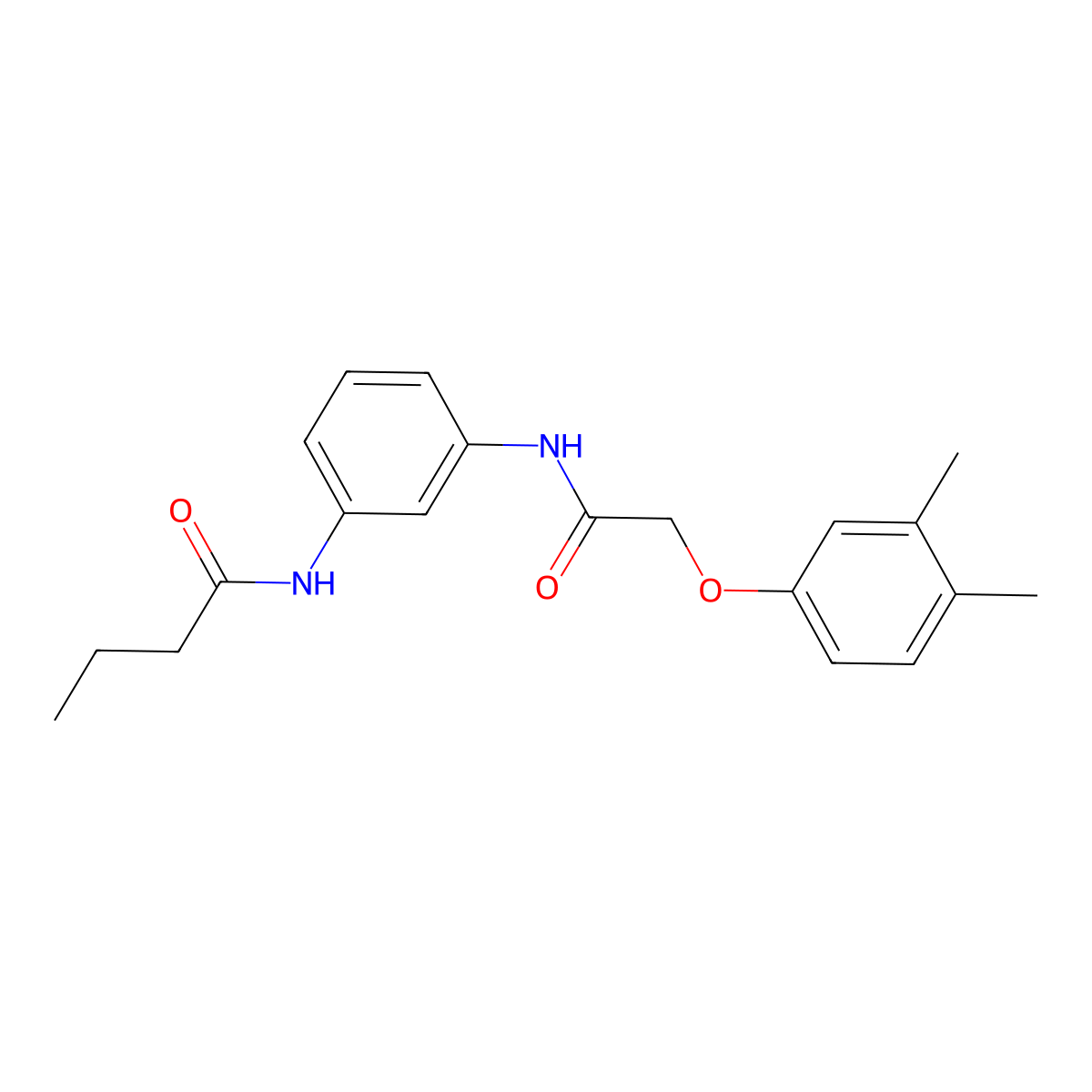 N-[3-[[2-(3,4-dimethylphenoxy)acetyl]amino]phenyl]butanamide molecular structure, CAS 5842-34-2