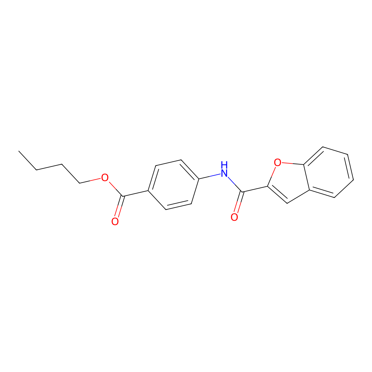 Butyl 4-(1-benzofuran-2-carbonylamino)benzoate molecular structure, CAS 5842-37-5