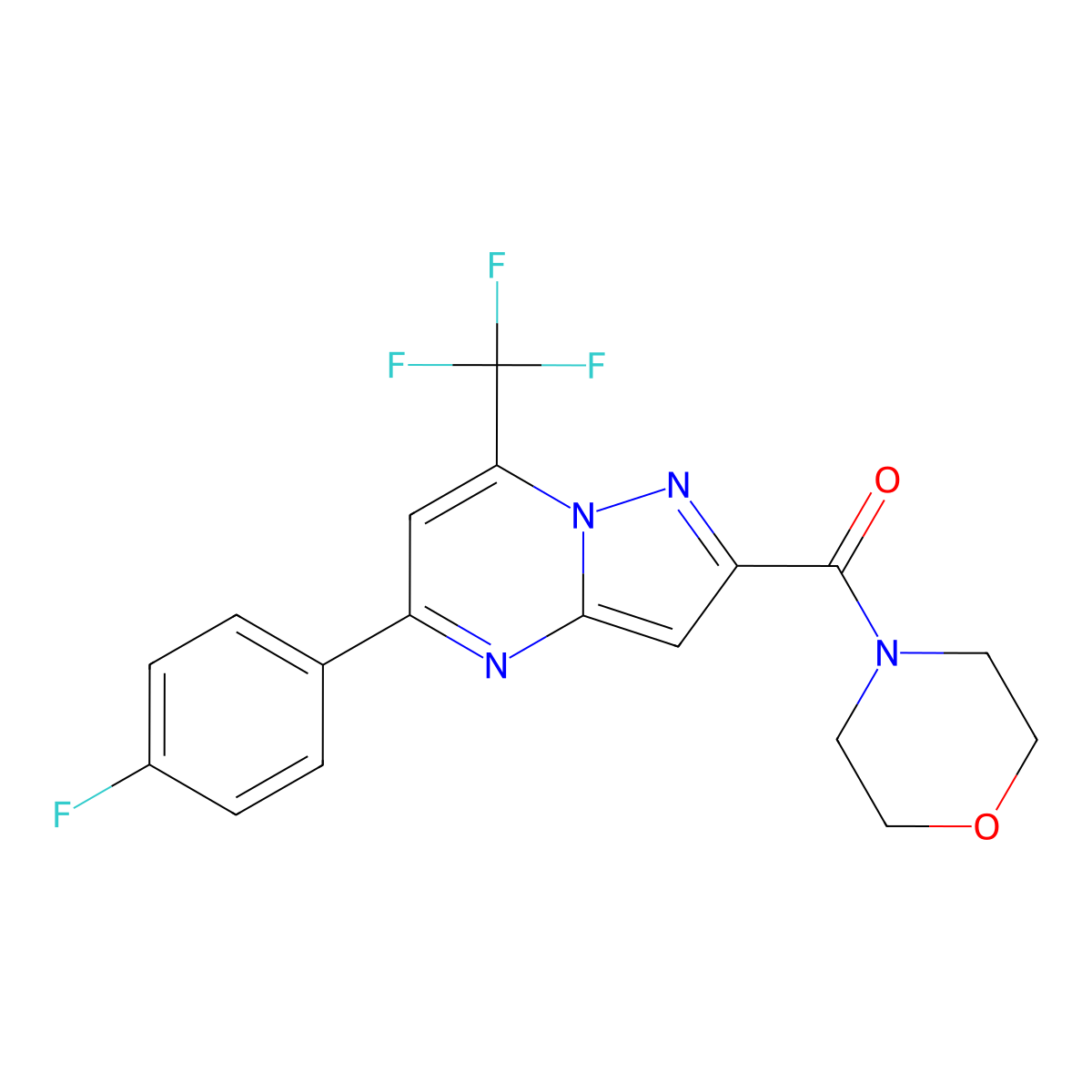 [5-(4-Fluorophenyl)-7-(trifluoromethyl)pyrazolo[1,5-a]pyrimidin-2-yl](morpholin-4-yl)methanone molecular structure, CAS 5843-01-6