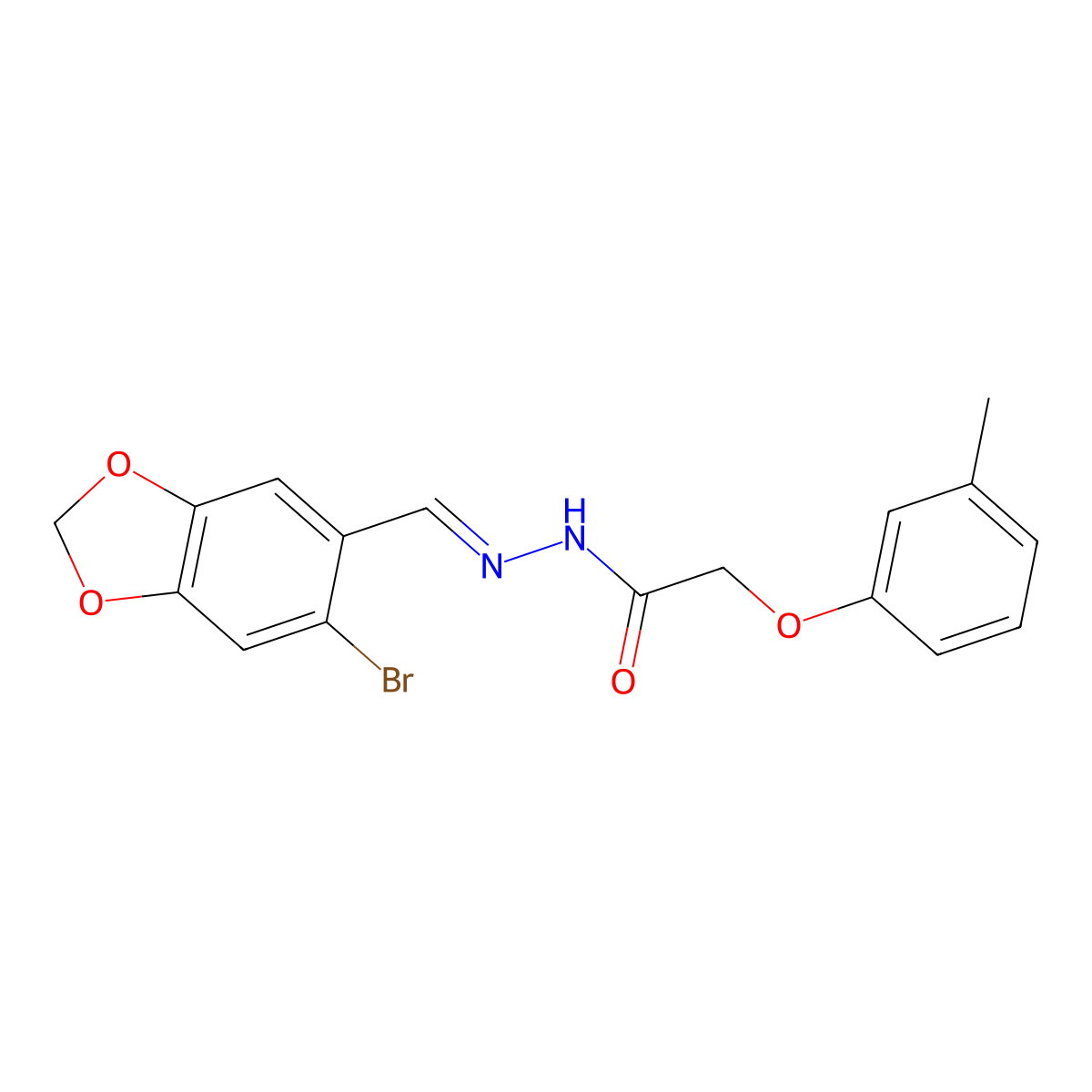N'-[(6-Bromo-2H-1,3-benzodioxol-5-yl)methylidene]-2-(3-methylphenoxy)acetohydrazide molecular structure, CAS 5843-81-2