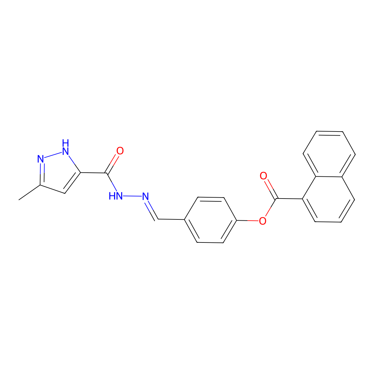 4-{[2-(5-Methyl-1H-pyrazole-3-carbonyl)hydrazinylidene]methyl}phenyl naphthalene-1-carboxylate molecular structure, CAS 5843-87-8