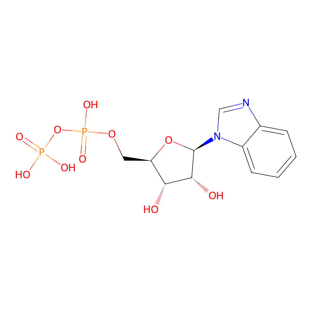 1H-Benzimidazole, 1-(5-O-(hydroxy(phosphonooxy)phosphinyl)-beta-D-ribofuranosyl)- molecular structure, CAS 58430-02-7