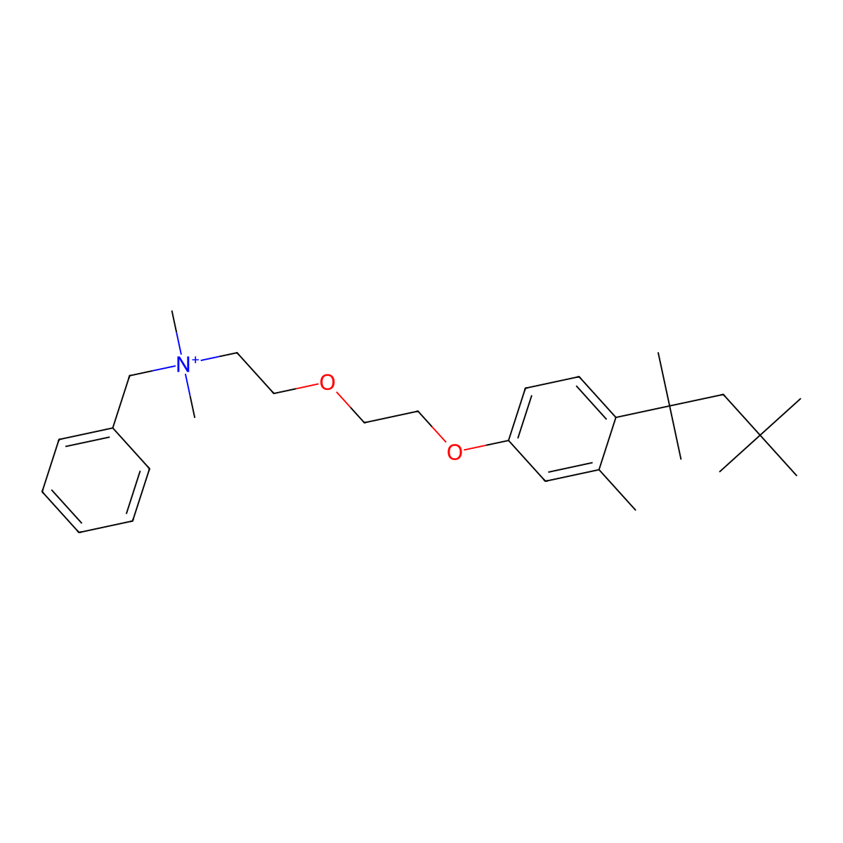 Benzyldimethyl(2-(2-((4-(1,1,3,3-tetramethylbutyl)-m-tolyl)oxy)ethoxy)ethyl)ammonium molecular structure, CAS 58431-62-2