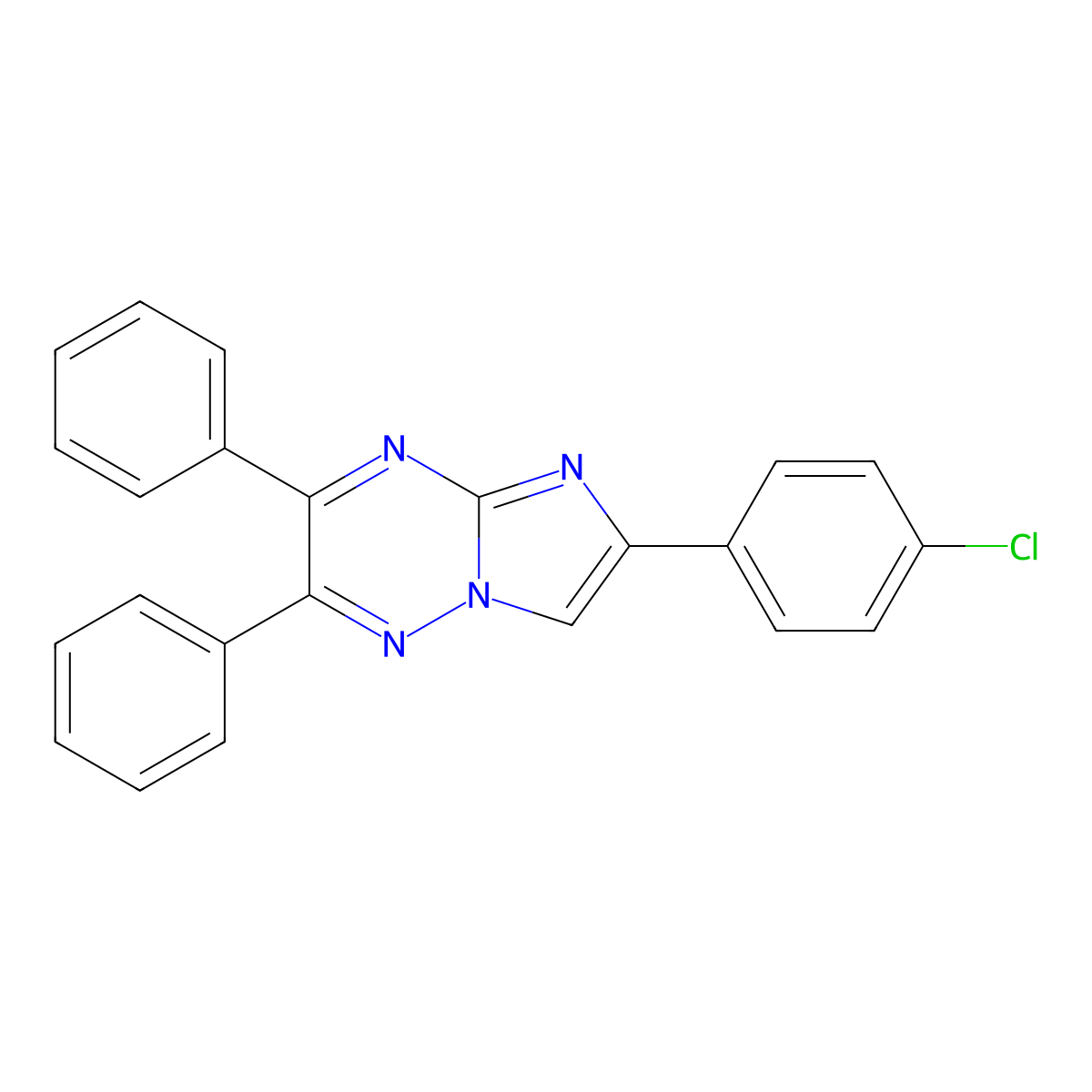 6-(4-Chlorophenyl)-2,3-diphenylimidazo[1,2-b][1,2,4]triazine molecular structure, CAS 58431-82-6