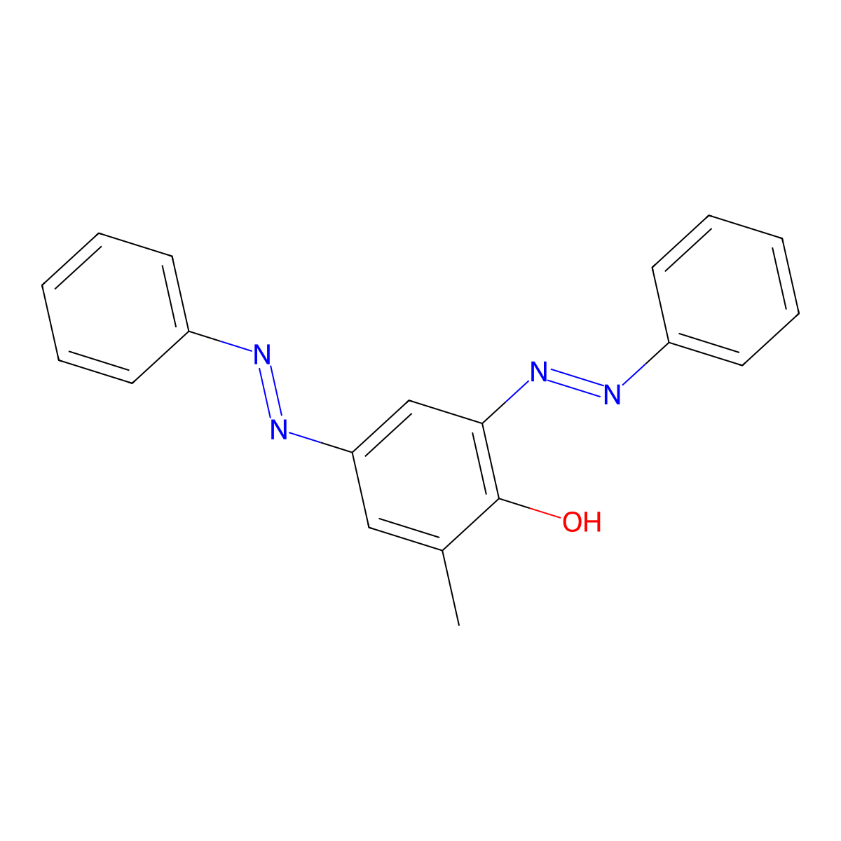 2-Methyl-4,6-bis(2-phenyldiazenyl)phenol molecular structure, CAS 5844-01-9