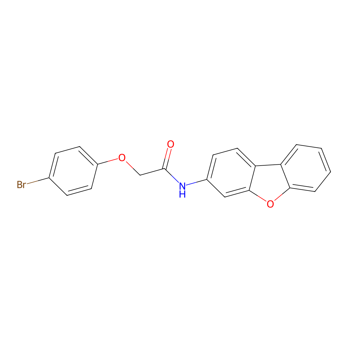 2-(4-bromophenoxy)-N-dibenzofuran-3-ylacetamide molecular structure, CAS 5844-25-7