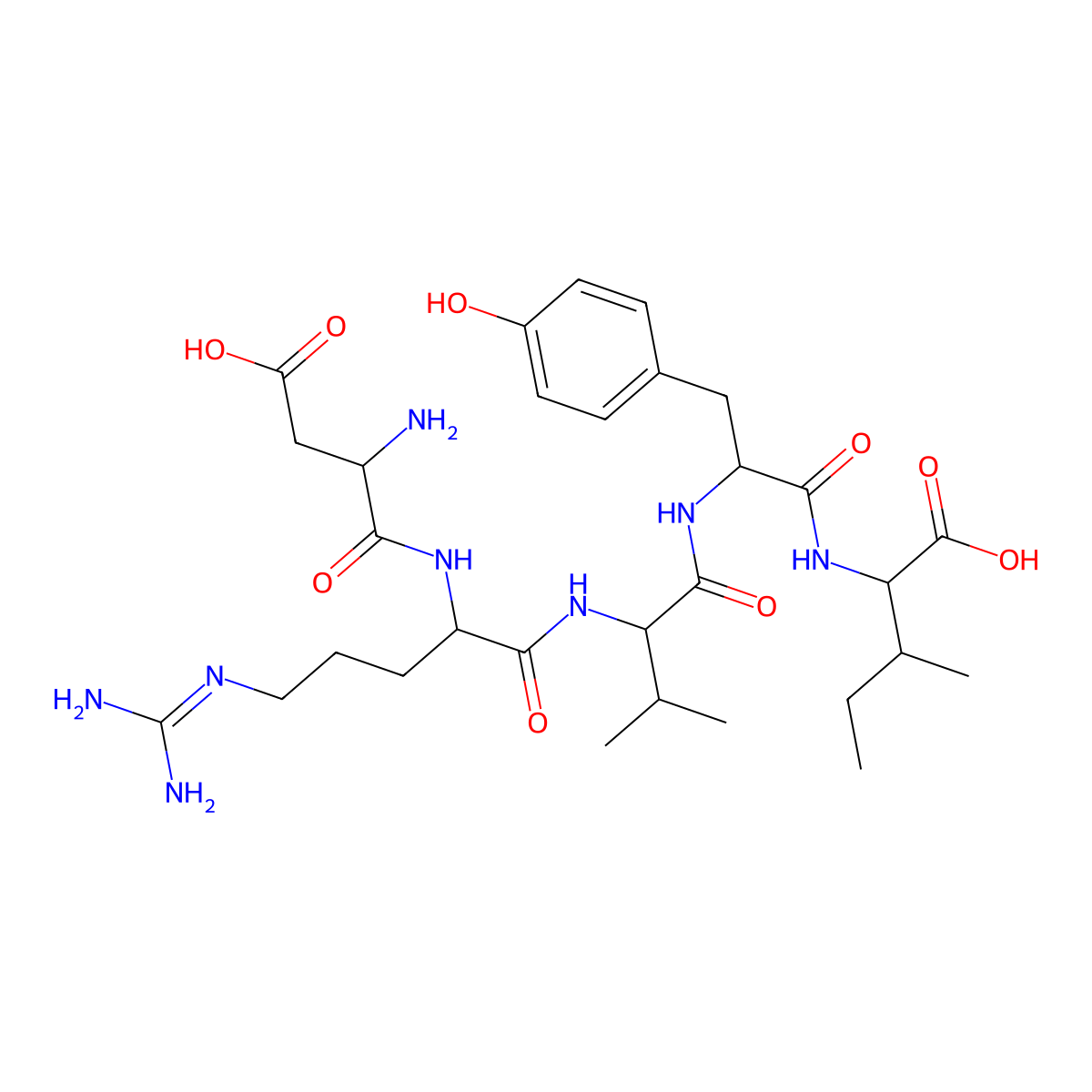 Angiotensin I/II (1-5) molecular structure, CAS 58442-64-1