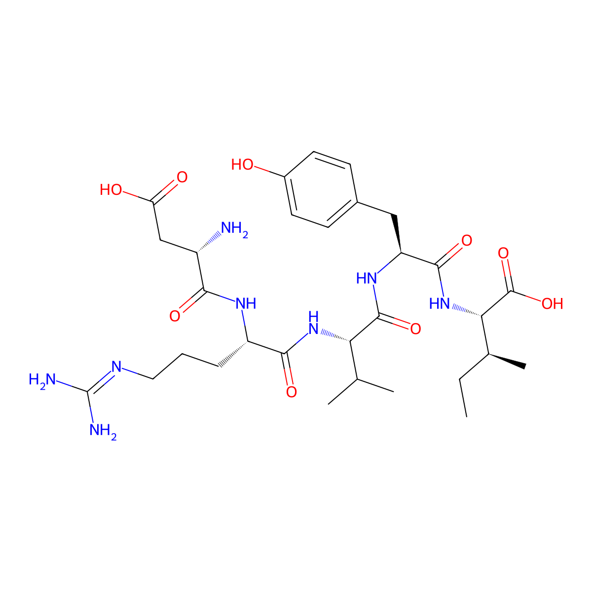 Angiotensin I/II (1-5) molecular structure, CAS 58442-64-1