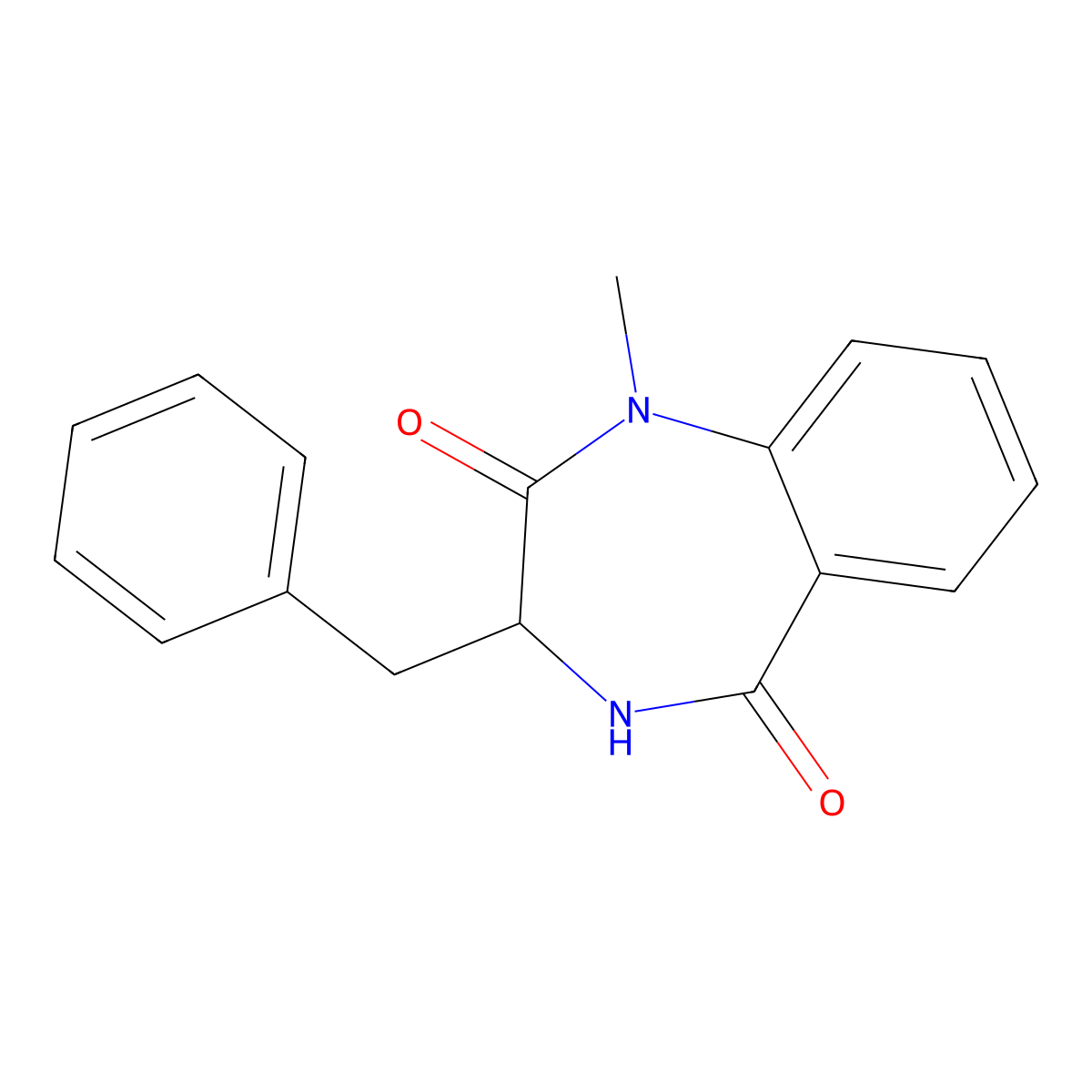 3-benzyl-1-methyl-3,4-dihydro-1H-1,4-benzodiazepine-2,5-dione molecular structure, CAS 58445-88-8