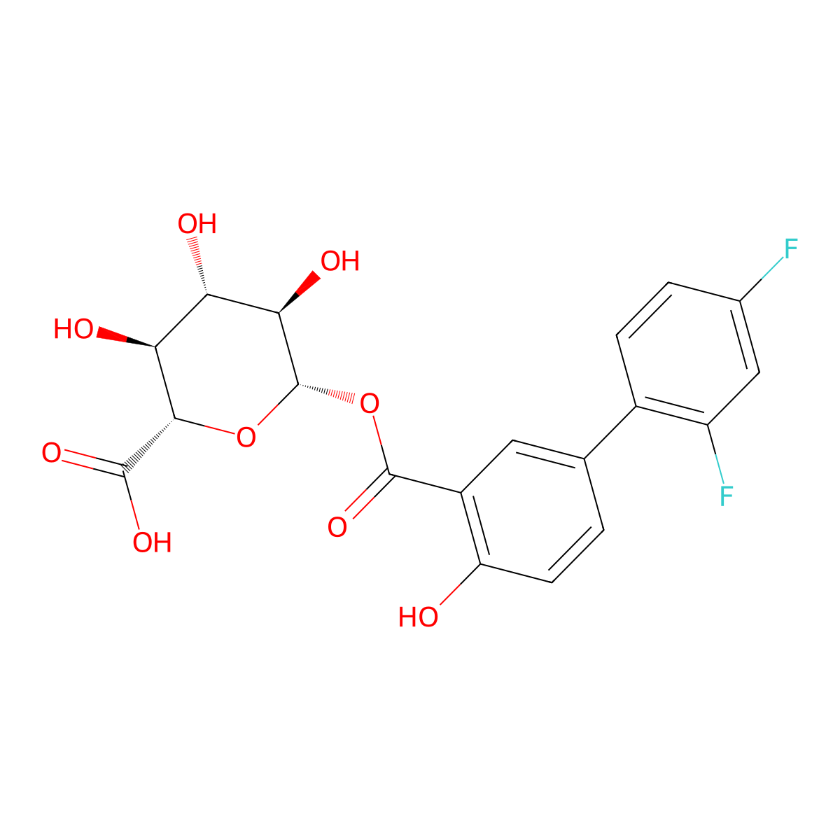Diflunisal glucuronide ester molecular structure, CAS 58446-30-3