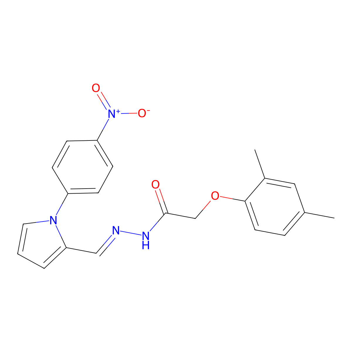 2-(2,4-dimethylphenoxy)-N-[[1-(4-nitrophenyl)pyrrol-2-yl]methylideneamino]acetamide molecular structure, CAS 5845-08-9