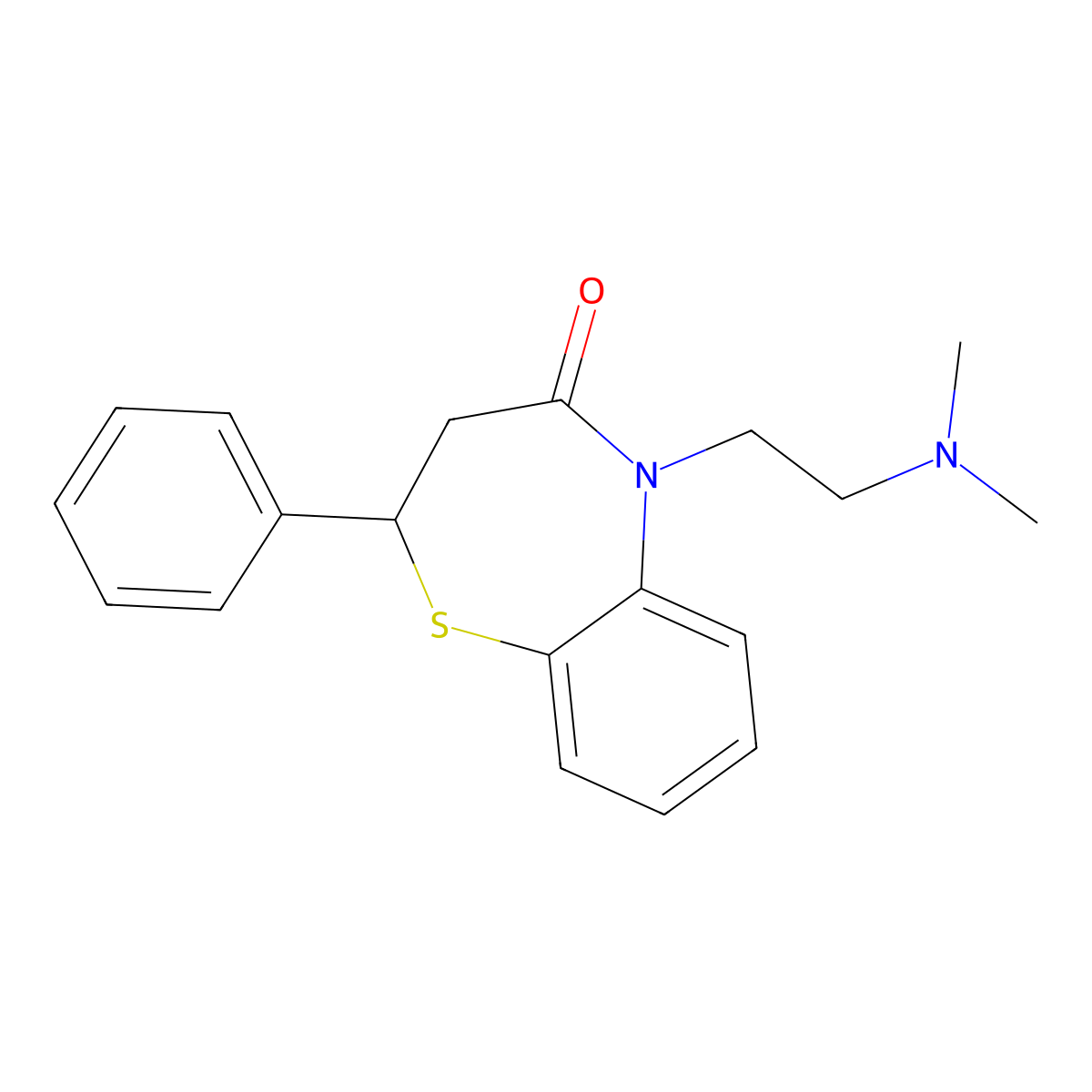 5-(2-(Dimethylamino)ethyl)-2,3-dihydro-2-phenyl-1,5-benzothiazepin-4(5H)-one molecular structure, CAS 5845-26-1