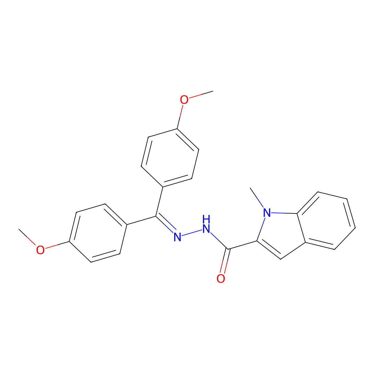 N'-[bis(4-methoxyphenyl)methylidene]-1-methyl-1H-indole-2-carbohydrazide molecular structure, CAS 5845-40-9