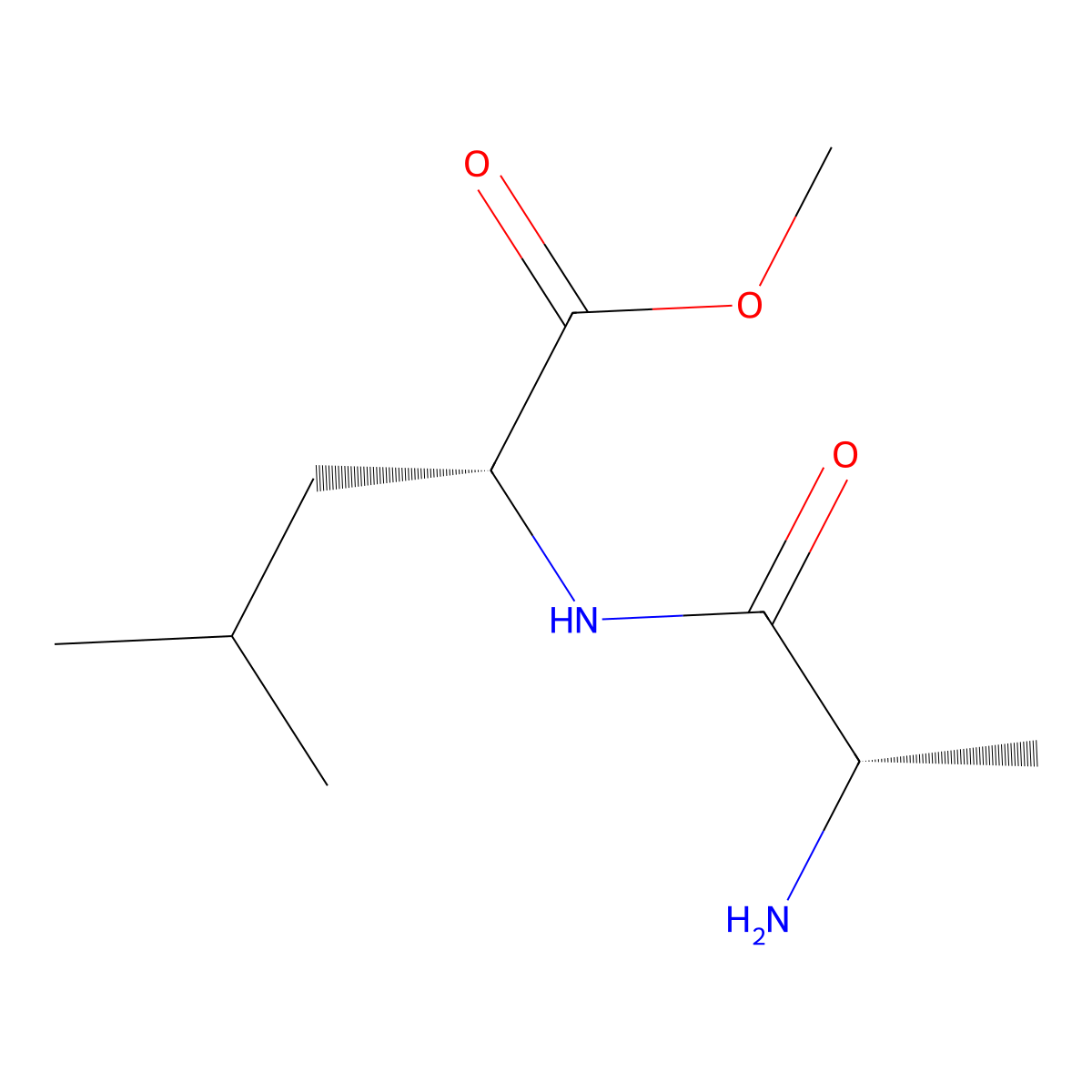 methyl (2R)-2-[(2S)-2-aminopropanamido]-4-methylpentanoate molecular structure, CAS 5845-59-0