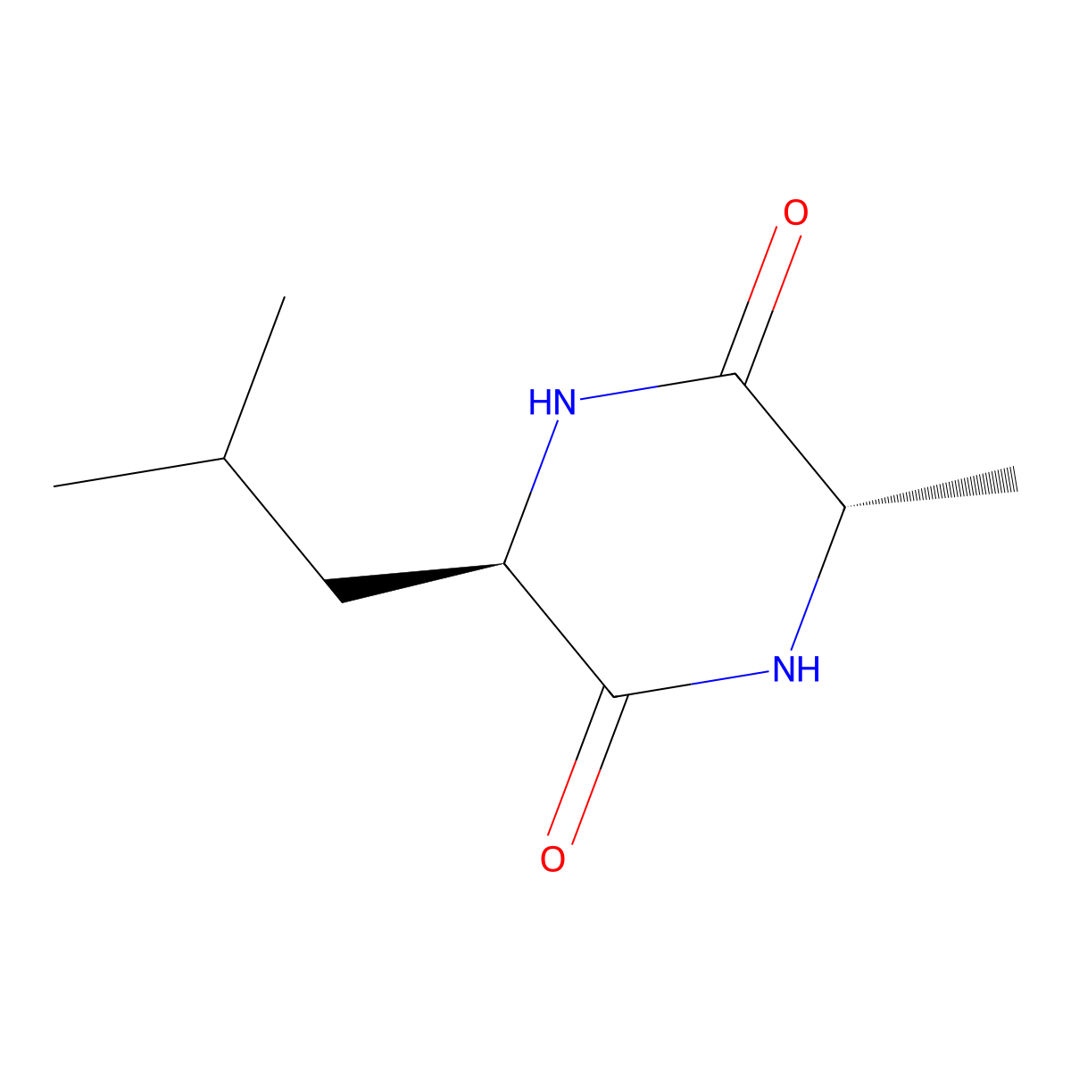 (3S,6R)-3-methyl-6-(2-methylpropyl)piperazine-2,5-dione molecular structure, CAS 5845-60-3