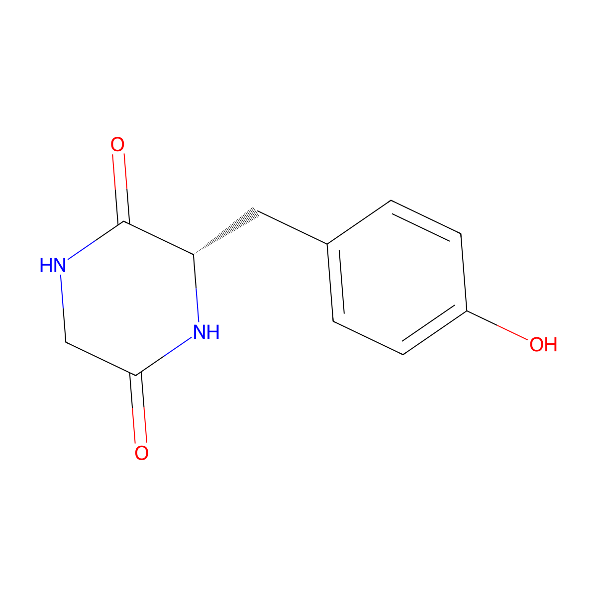 (S)-3-(4-hydroxybenzyl)piperazine-2,5-dione molecular structure, CAS 5845-66-9