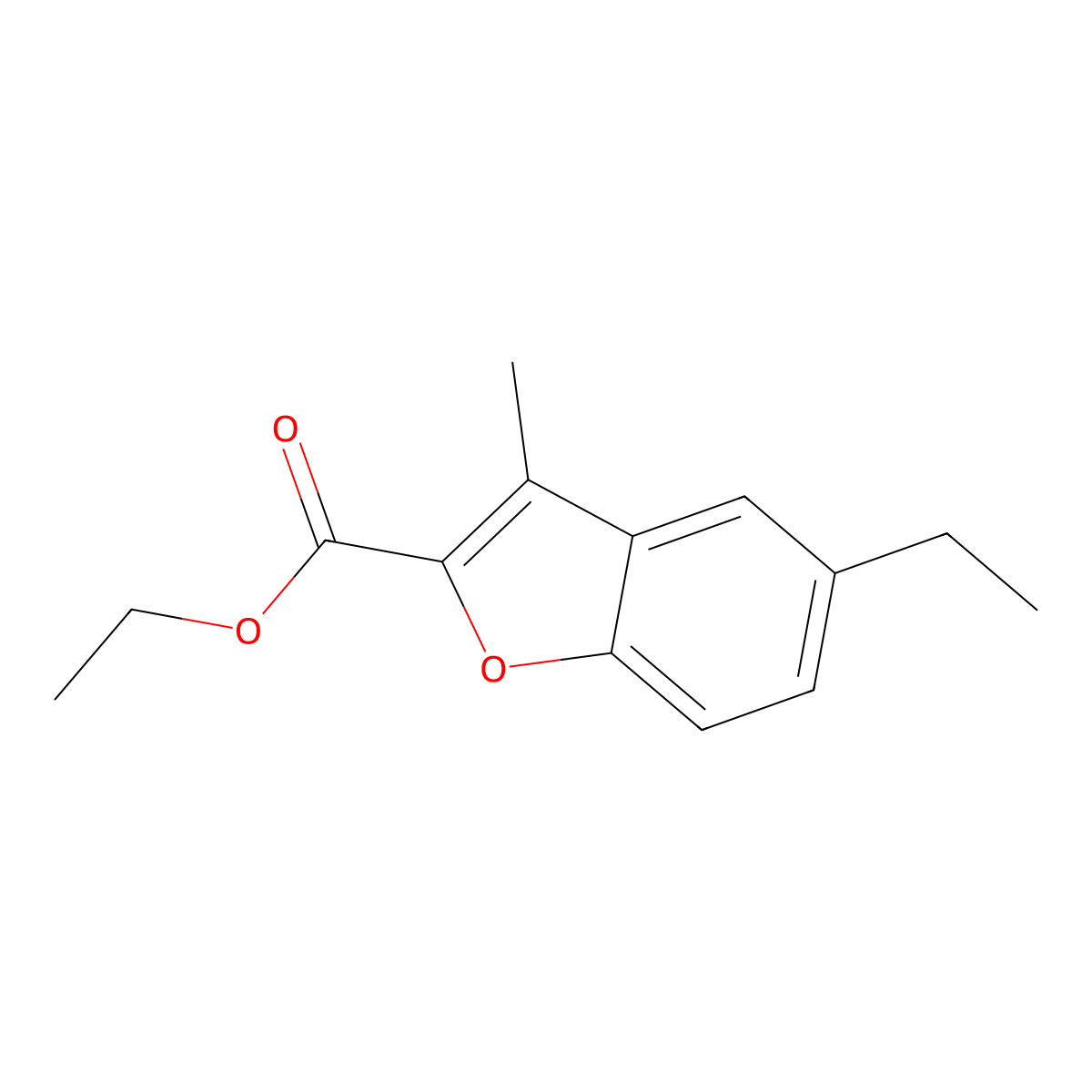 Ethyl 5-ethyl-3-methyl-1-benzofuran-2-carboxylate molecular structure, CAS 58455-55-3