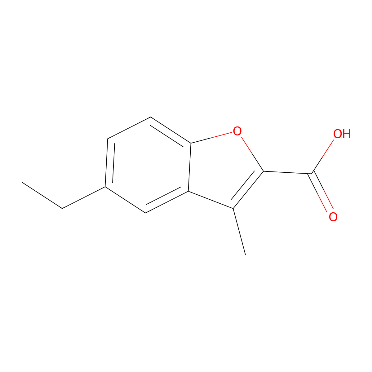 5-Ethyl-3-methyl-1-benzofuran-2-carboxylic acid molecular structure, CAS 58455-57-5