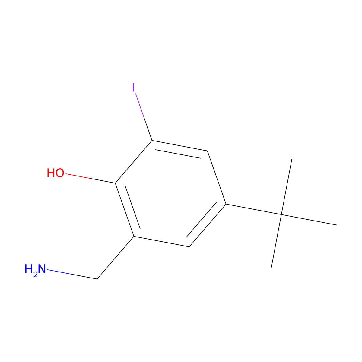 2-Aminomethyl-4-t-butyl-6-iodophenol molecular structure, CAS 58456-91-0