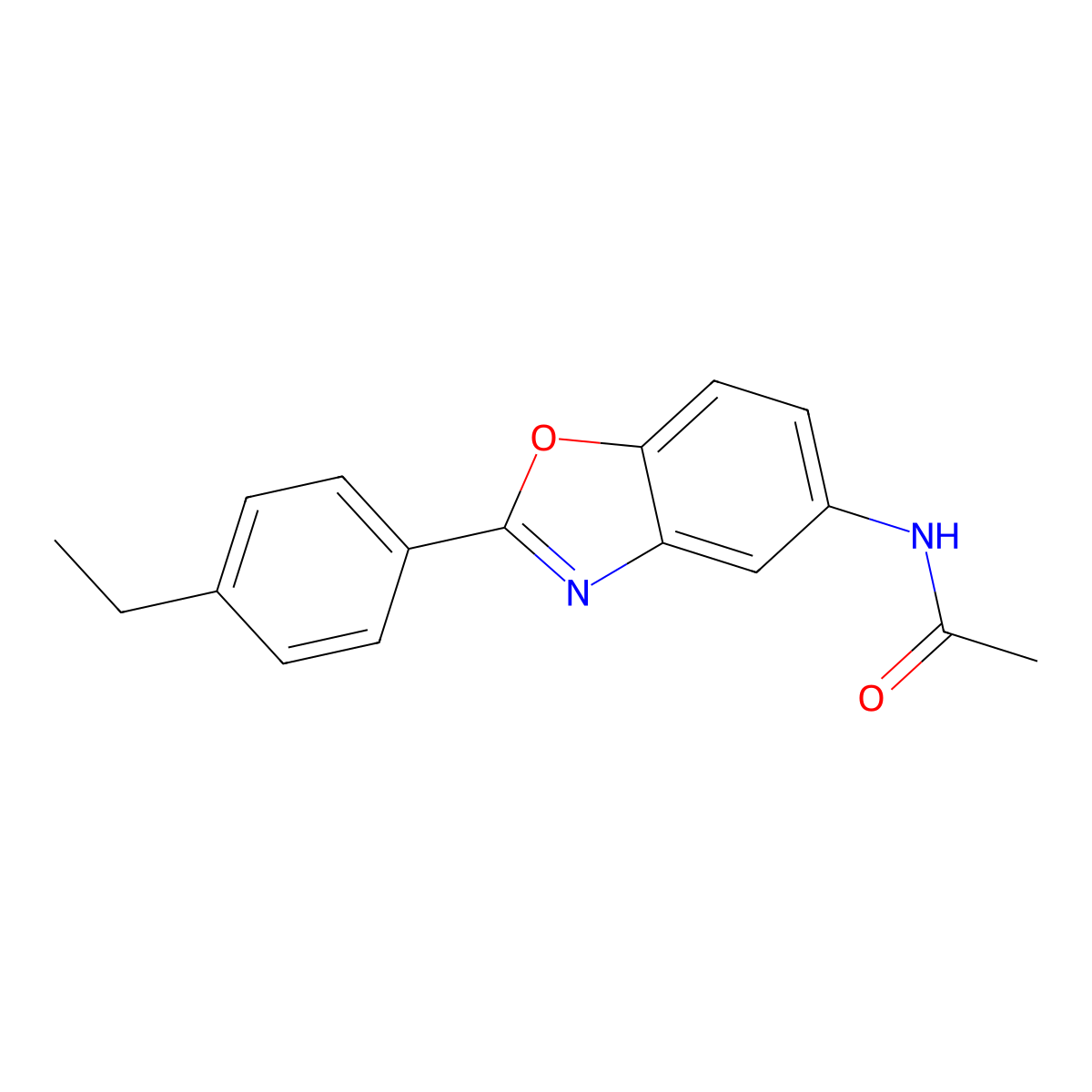 N-[2-(4-ethylphenyl)benzooxazol-5-yl]acetamide molecular structure, CAS 5846-32-2