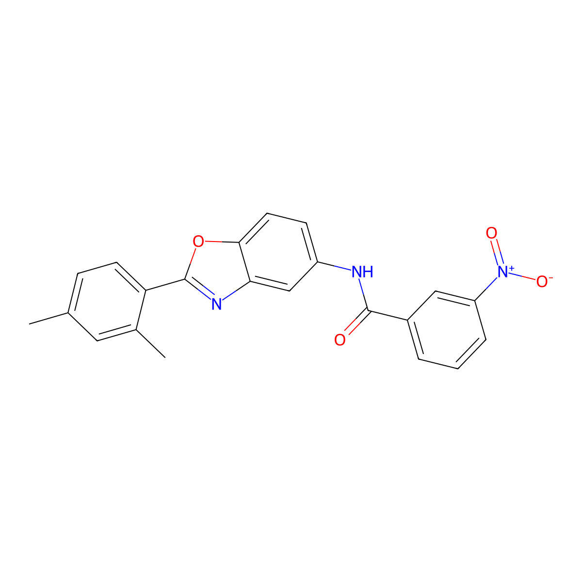 N-[2-(2,4-dimethylphenyl)-1,3-benzoxazol-5-yl]-3-nitrobenzamide molecular structure, CAS 5846-60-6