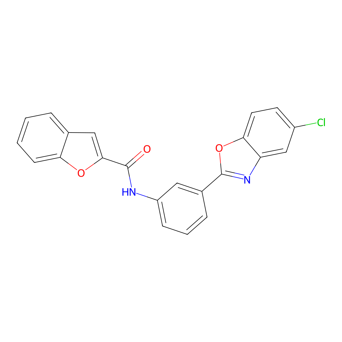 N-[3-(5-chloro-1,3-benzoxazol-2-yl)phenyl]-1-benzofuran-2-carboxamide molecular structure, CAS 5846-69-5