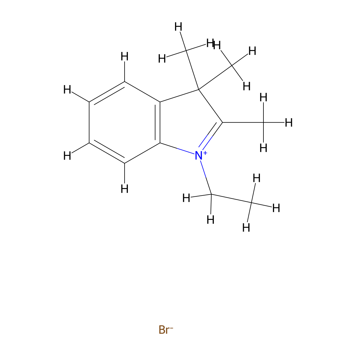 1-Ethyl-2,3,3-trimethyl-3H-indol-1-ium bromide molecular structure, CAS 58464-21-4