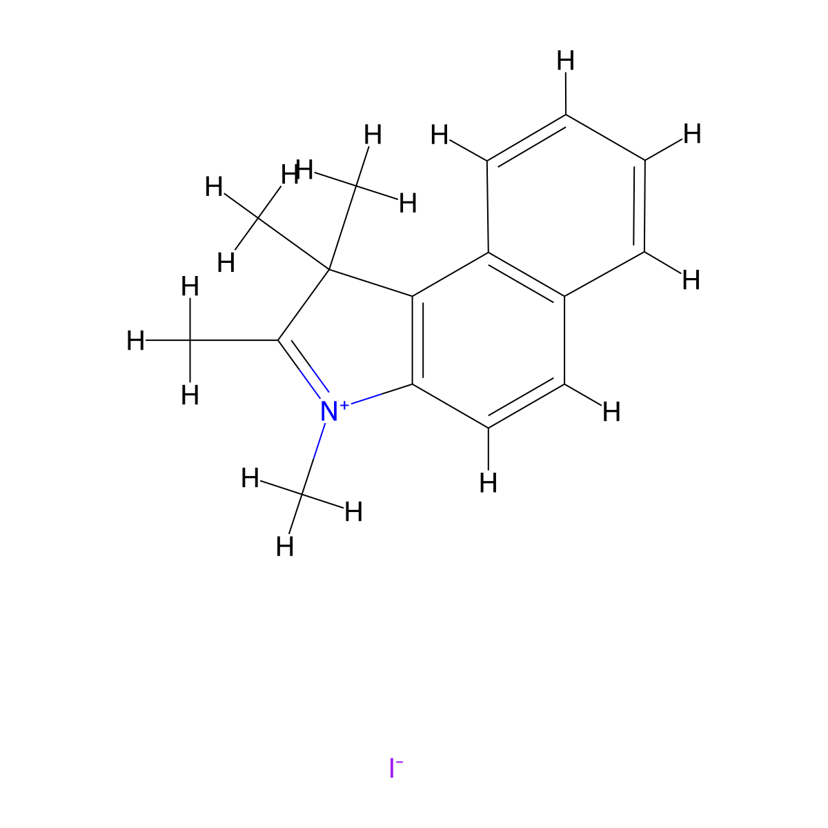 1,1,2,3-Tetramethyl-1H-benzo[e]indol-3-ium iodide molecular structure, CAS 58464-25-8