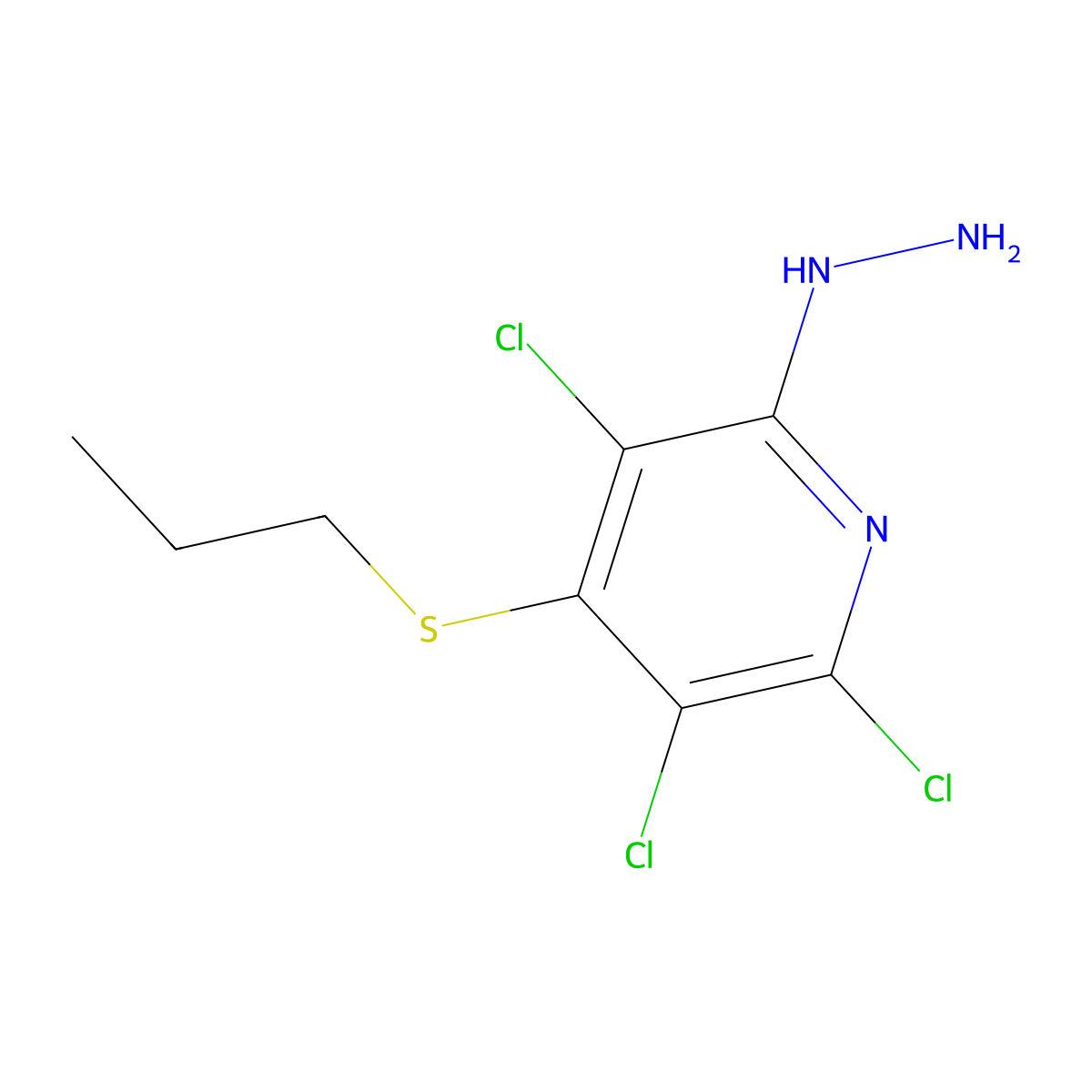 Pyridine, 2,3,5-trichloro-6-hydrazinyl-4-(propylthio)- molecular structure, CAS 58468-55-6