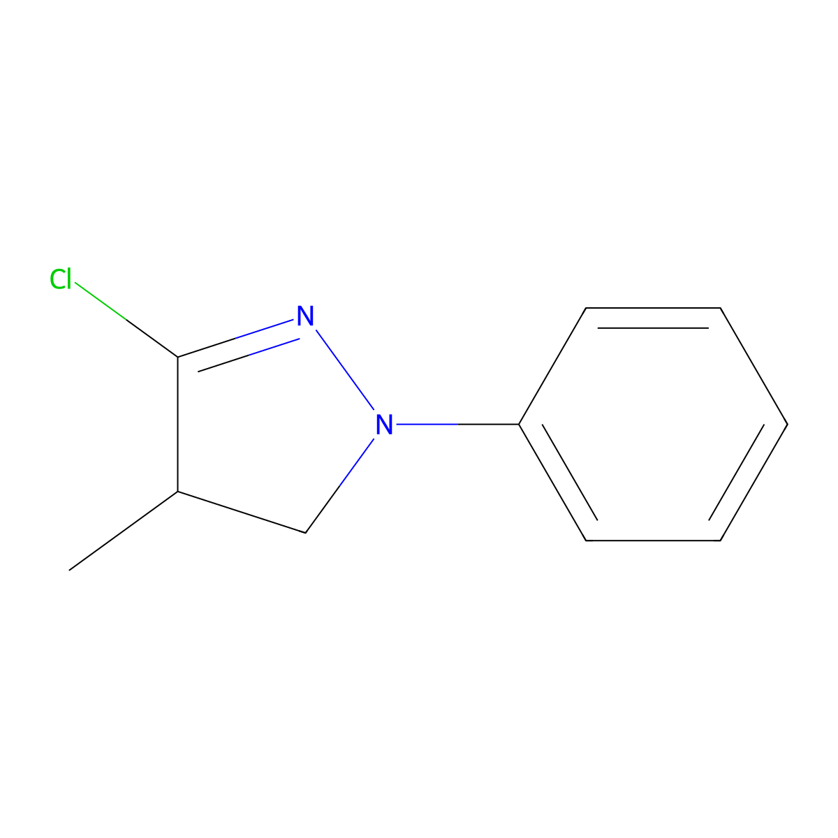 3-Chloro-4-methyl-1-phenyl-4,5-dihydro-1H-pyrazole molecular structure, CAS 58469-36-6