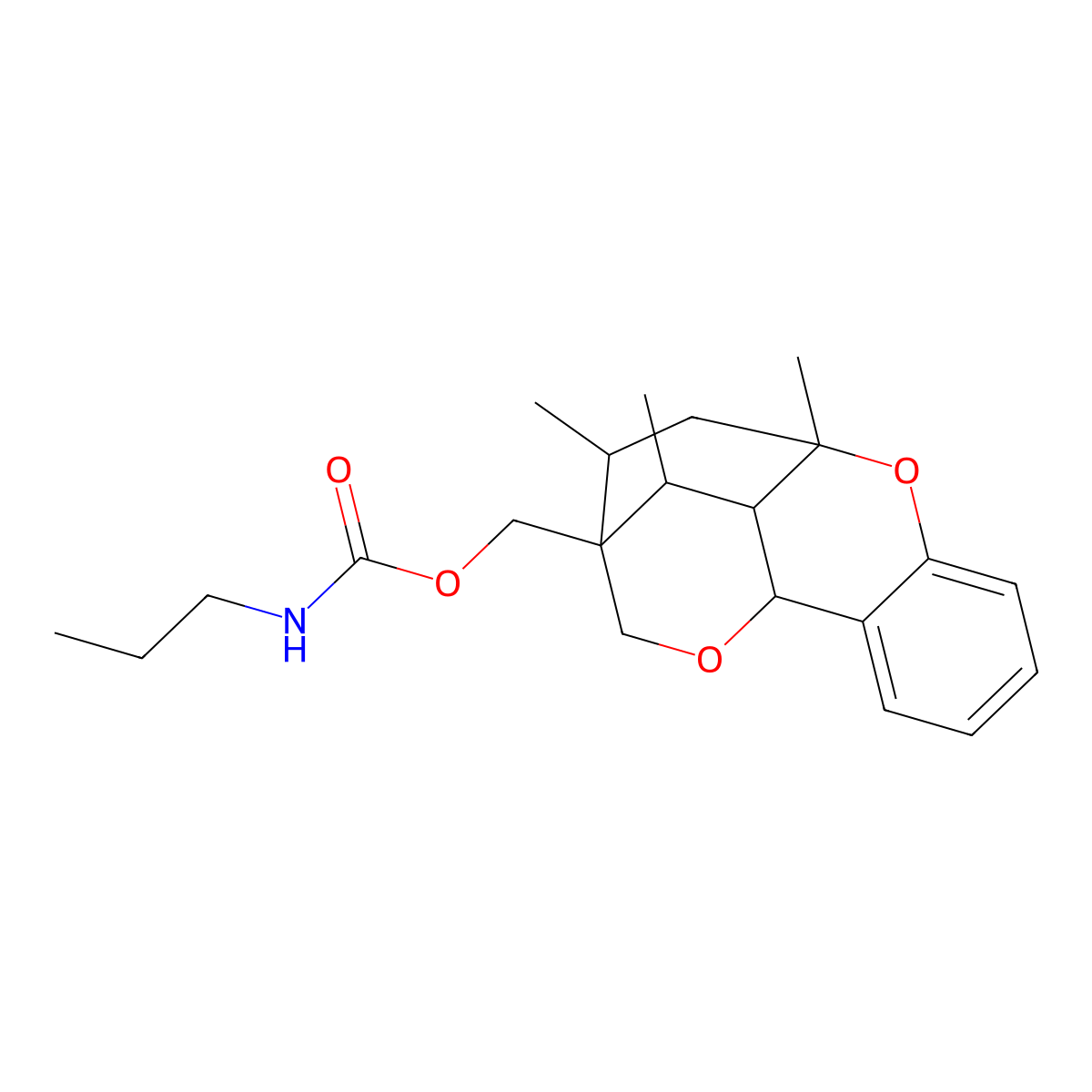 [1,3,4a-trimethyl-4,4a,9,9a-tetrahydro-1H-9,2-(epoxymethano)xanthen-2(3H)-yl]methyl propylcarbamate molecular structure, CAS 5847-07-4
