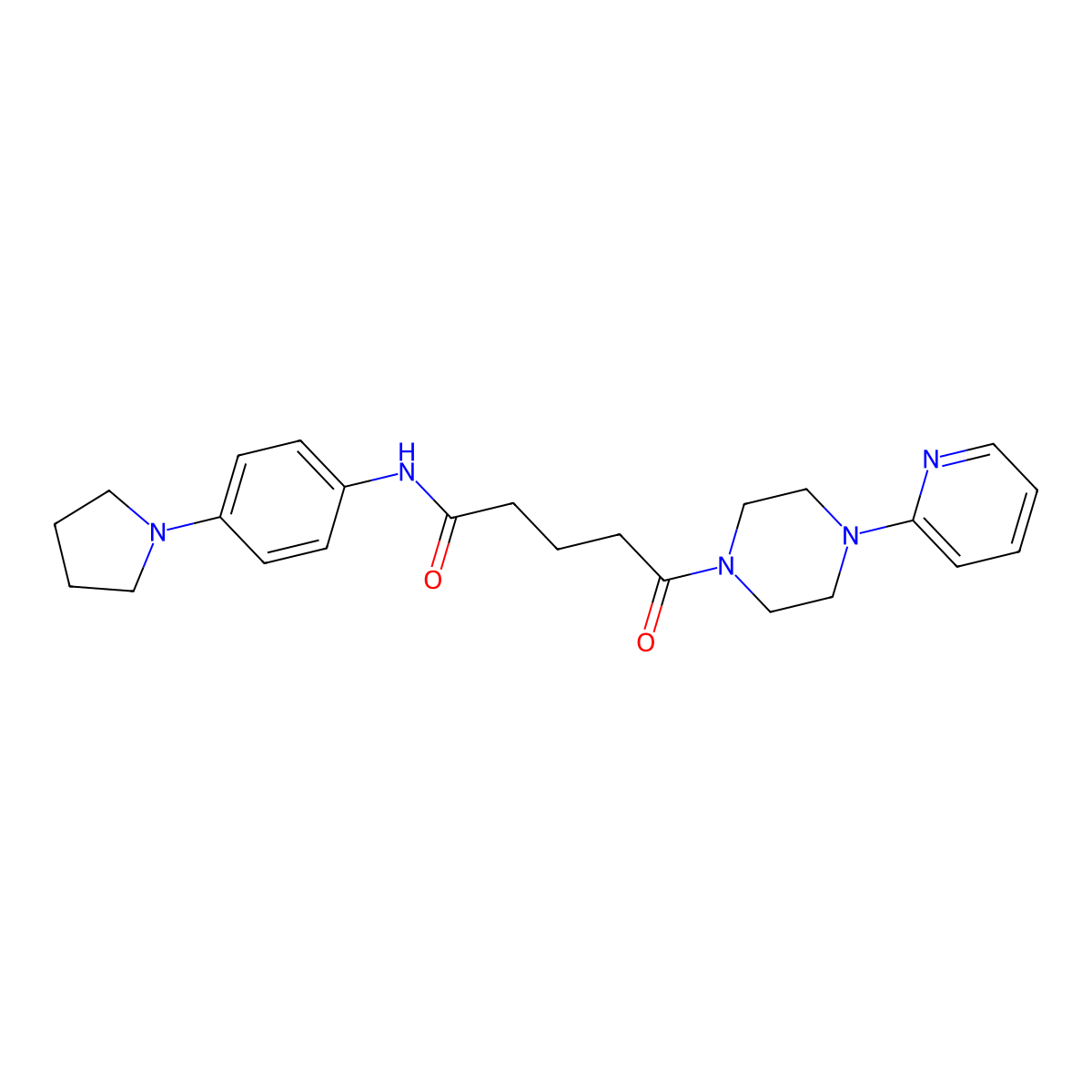 5-oxo-5-[4-(pyridin-2-yl)piperazin-1-yl]-N-[4-(pyrrolidin-1-yl)phenyl]pentanamide molecular structure, CAS 5847-25-6