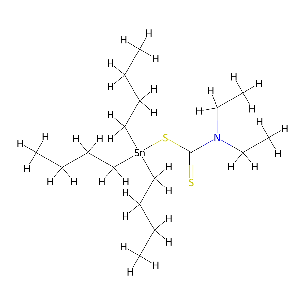 Tributyl((diethylthiocarbamoyl)thio)stannane molecular structure, CAS 5847-53-0