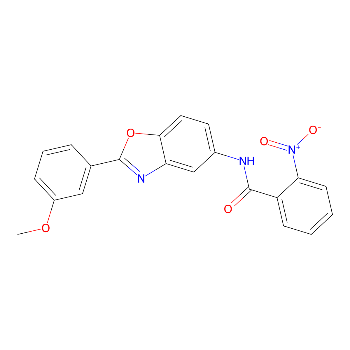 N-(2-(3-methoxyphenyl)-1,3-benzoxazol-5-yl)-2-nitrobenzamide molecular structure, CAS 5847-54-1
