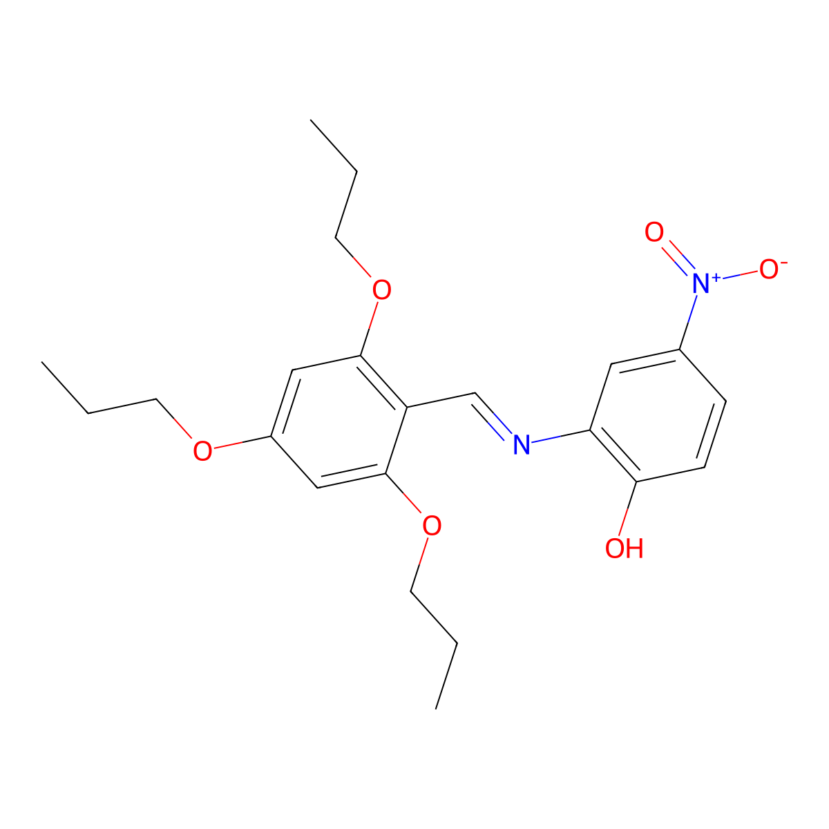 4-Nitro-2-(((2,4,6-tripropoxyphenyl)methylene)amino)phenol molecular structure, CAS 58470-12-5