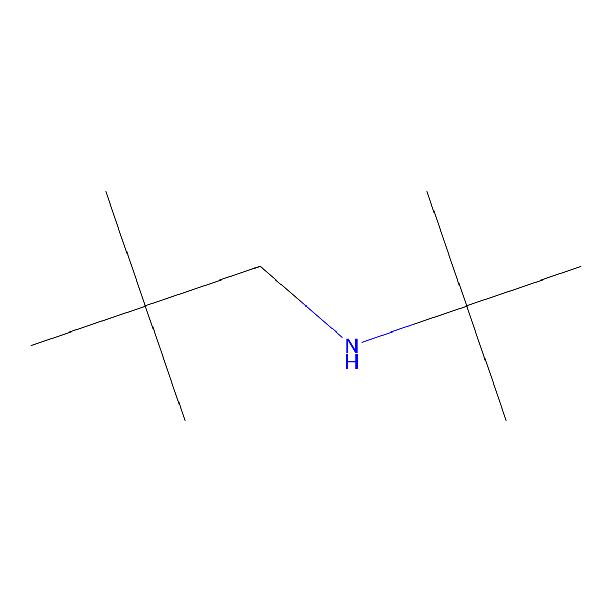 Neopentyl, t-butyl amine molecular structure, CAS 58471-09-3
