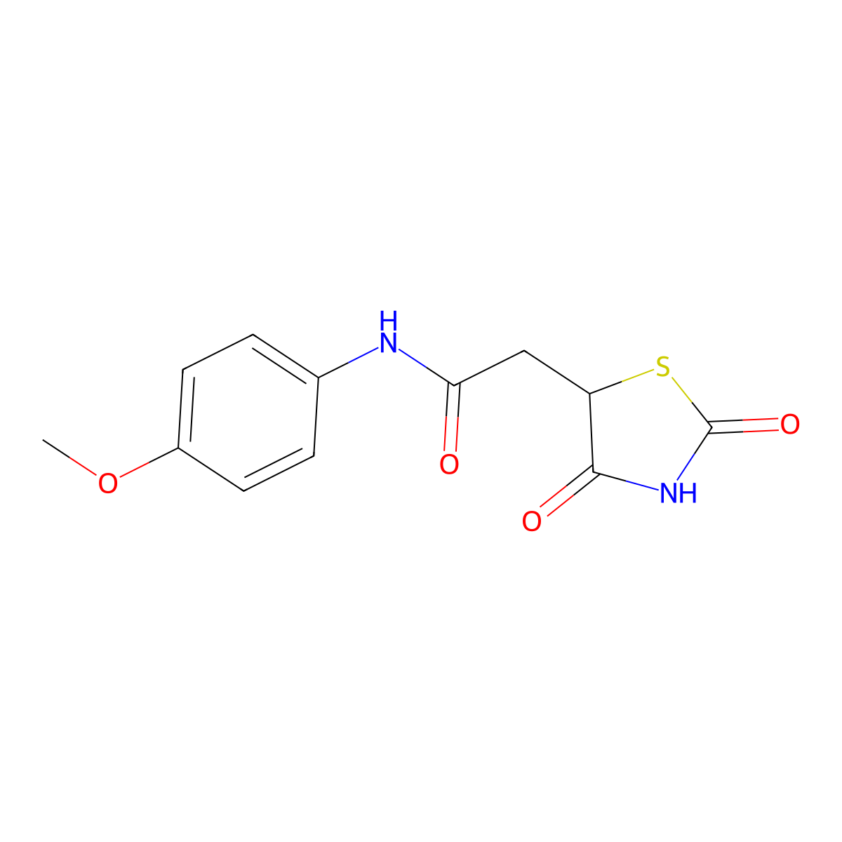 2-(2,4-dioxo-1,3-thiazolidin-5-yl)-N-(4-methoxyphenyl)acetamide molecular structure, CAS 58471-55-9