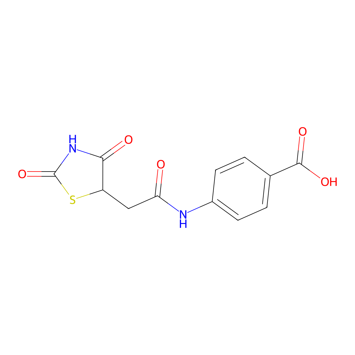 4-{[(2,4-Dioxo-1,3-thiazolidin-5-yl)acetyl]amino}benzoic acid molecular structure, CAS 58471-60-6