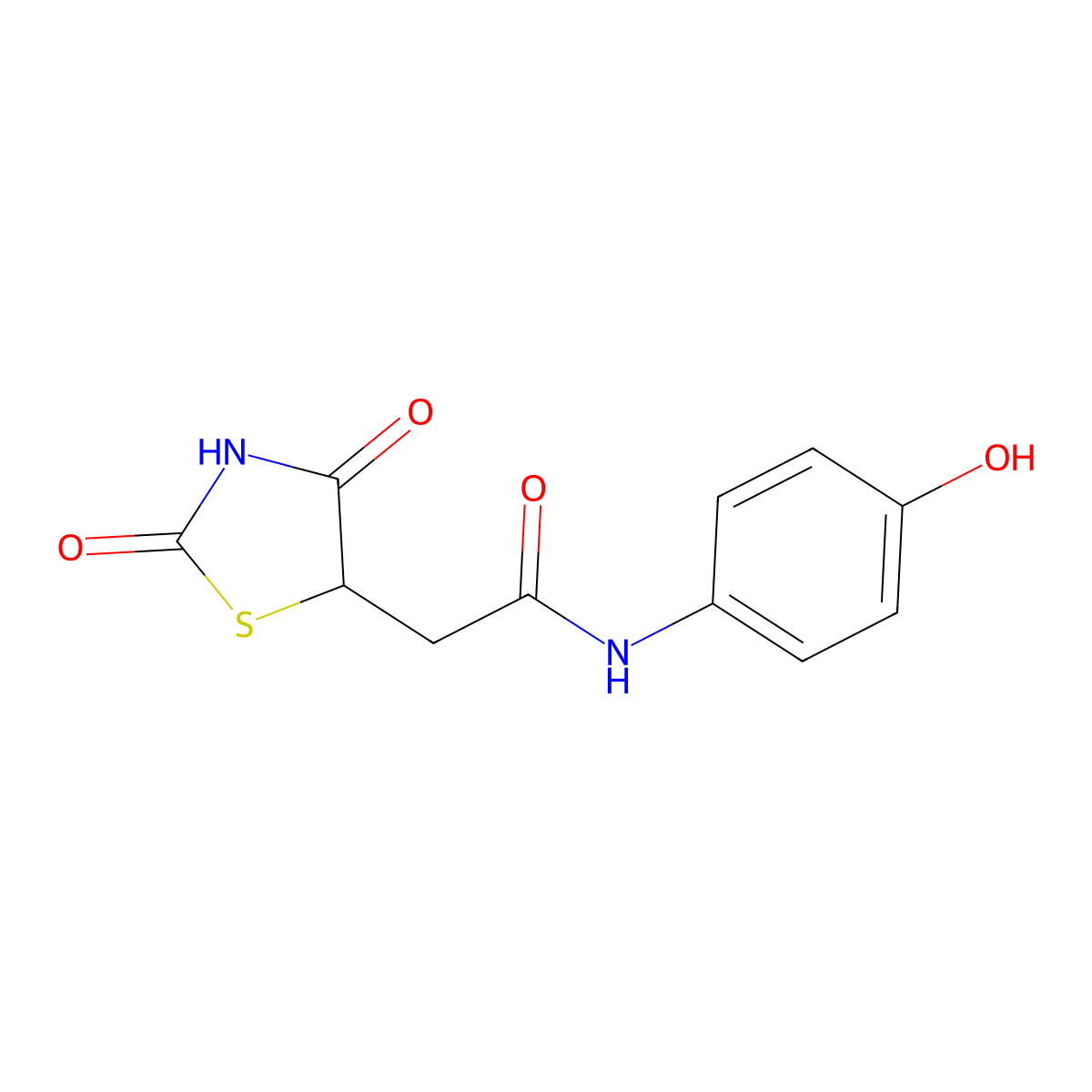 2-(2,4-dioxo-1,3-thiazolidin-5-yl)-N-(4-hydroxyphenyl)acetamide molecular structure, CAS 58471-62-8