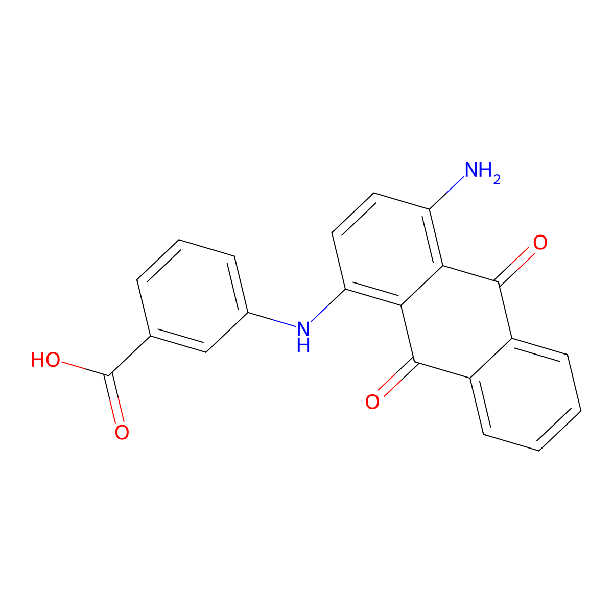 Benzoic acid, 3-((4-amino-9,10-dihydro-9,10-dioxo-1-anthracenyl)amino)- molecular structure, CAS 58473-42-0